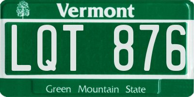 VT license plate LQT876