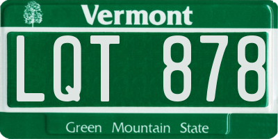 VT license plate LQT878
