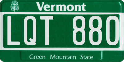 VT license plate LQT880