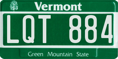 VT license plate LQT884