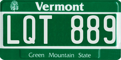 VT license plate LQT889