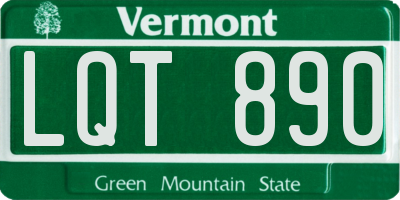 VT license plate LQT890