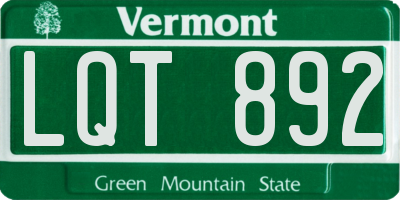 VT license plate LQT892