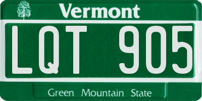 VT license plate LQT905
