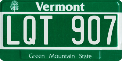 VT license plate LQT907