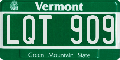 VT license plate LQT909
