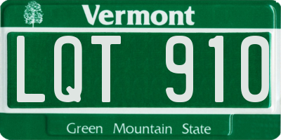 VT license plate LQT910