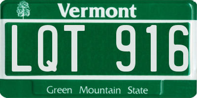 VT license plate LQT916