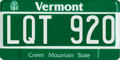 VT license plate LQT920