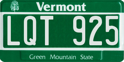 VT license plate LQT925