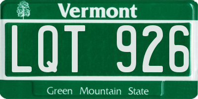 VT license plate LQT926