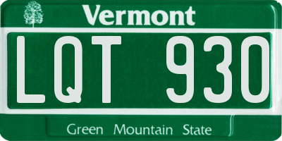 VT license plate LQT930