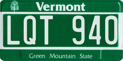 VT license plate LQT940