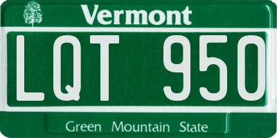 VT license plate LQT950
