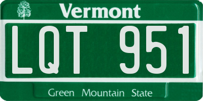 VT license plate LQT951