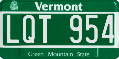 VT license plate LQT954