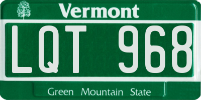 VT license plate LQT968