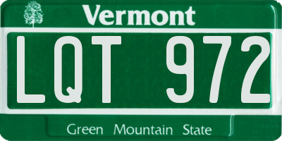 VT license plate LQT972