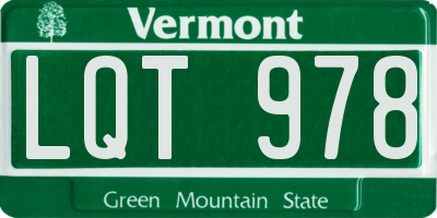 VT license plate LQT978