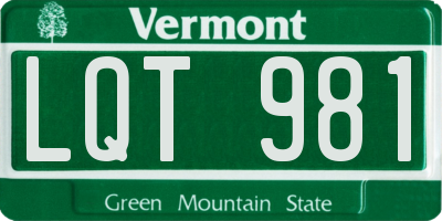 VT license plate LQT981