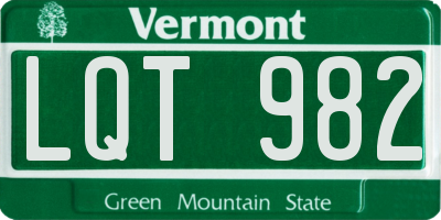 VT license plate LQT982