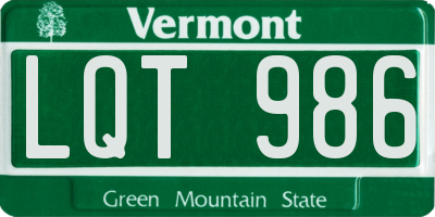 VT license plate LQT986
