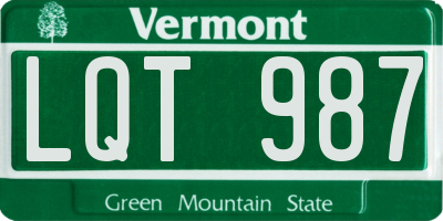 VT license plate LQT987