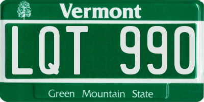 VT license plate LQT990