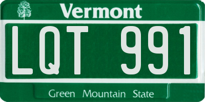 VT license plate LQT991
