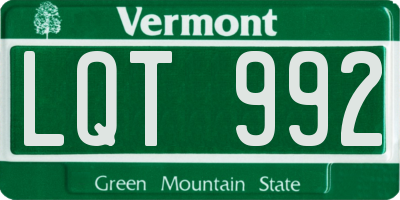 VT license plate LQT992