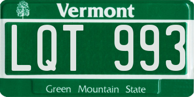 VT license plate LQT993