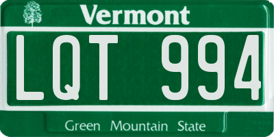 VT license plate LQT994