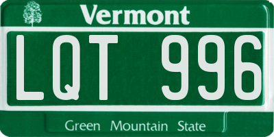 VT license plate LQT996