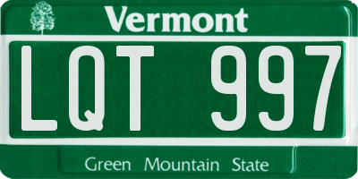 VT license plate LQT997