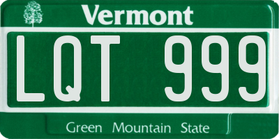 VT license plate LQT999