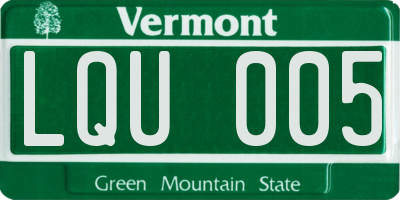 VT license plate LQU005