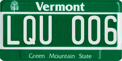 VT license plate LQU006