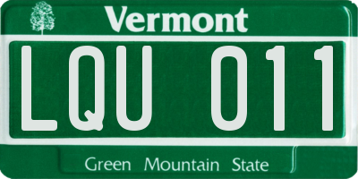 VT license plate LQU011