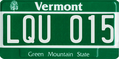 VT license plate LQU015