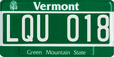 VT license plate LQU018