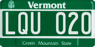 VT license plate LQU020