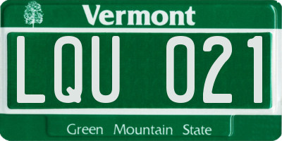 VT license plate LQU021