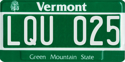 VT license plate LQU025