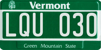 VT license plate LQU030