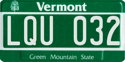 VT license plate LQU032