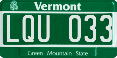 VT license plate LQU033