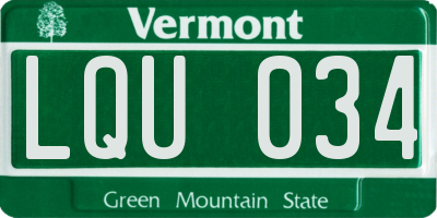 VT license plate LQU034