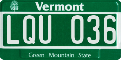 VT license plate LQU036