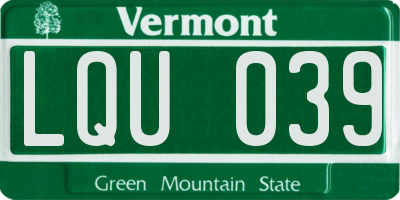 VT license plate LQU039