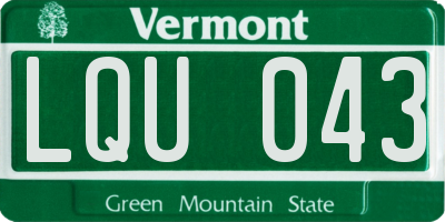 VT license plate LQU043